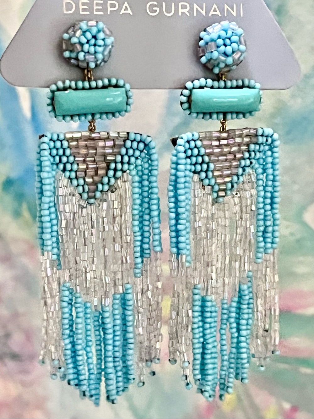 NWT Deepa Gurnani Beaded Fringe Chandeliers